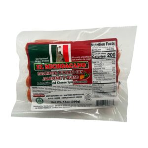 Salchicha El Michoacano con jalapeño y queso 14 oz, estilo mexicano con sabor picante