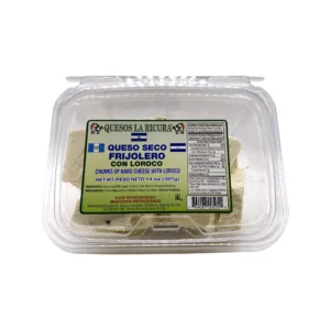 Queso seco frijolero con loroco La Ricura 14 oz en empaque sellado