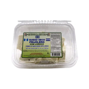 Queso seco frijolero con loroco La Ricura 14 oz en empaque sellado
