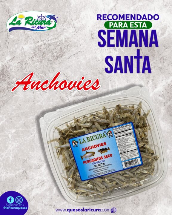 Anchovies pescaditos secos La Ricura del Mar en envase listos para preparar recetas de Semana Santa