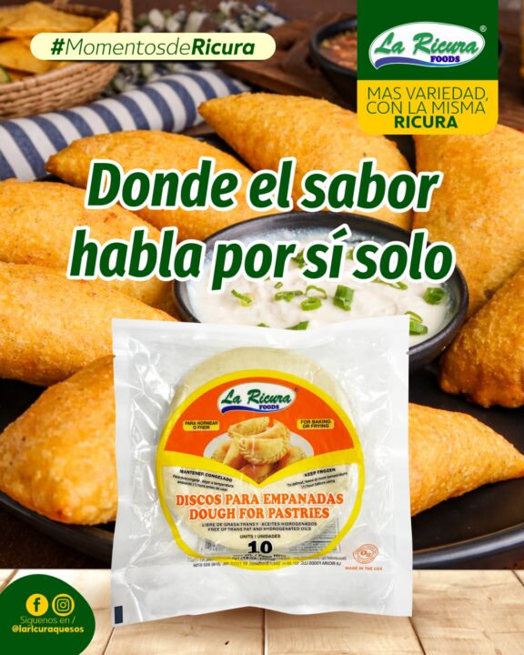 Discos para empanadas La Ricura Foods, masa tradicional latina ideal para empanadas fritas o horneadas