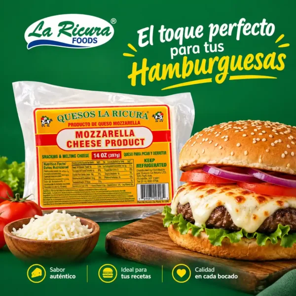 Hamburguesa con queso mozzarella La Ricura