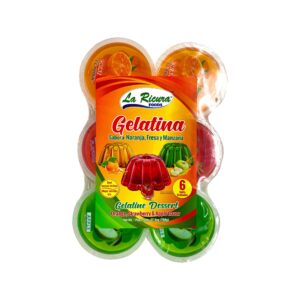 Gelatina naranja, fresa y manzana