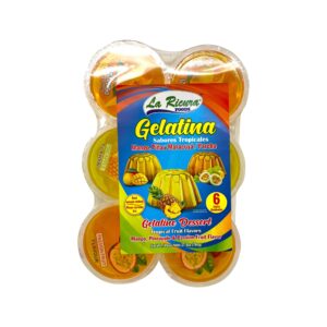 Gelatina sabores tropicales Mango, Piña, Maracuyá y Parcha